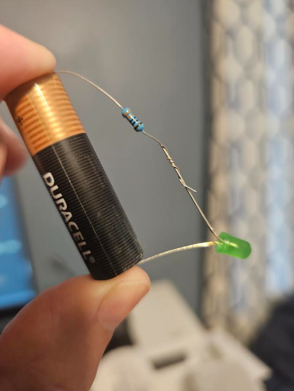 Basic LED + resistor circuit for battery testing